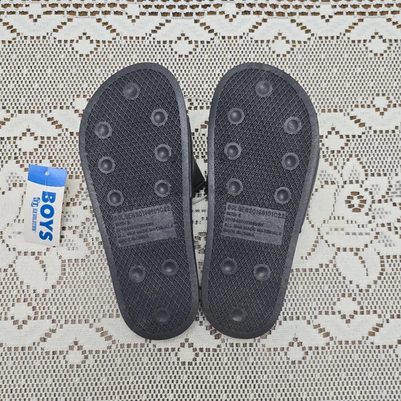 NWT Boy's Slides Sandals Dark Gray Size 2 Orange Awesome Word Slip On Shoes - Picture 5 of 6